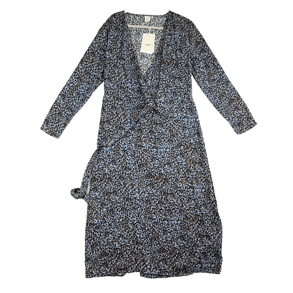 ICHI Ihbarbara V Neck Wrap Dress in Country Blue Womens Size 40 Country Stables